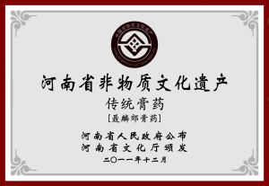 聶麟郊膏藥（傳統膏藥）由河南省人民政府頒布為“河南省非物質文化遺產”保護單位。