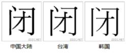 “閉”的字形對比