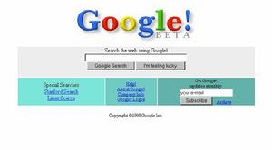 1998年 當時Google 的頁面設計。