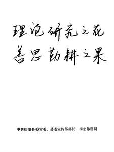 （前任）松陽縣委常委、宣傳部長李忠偉題詞