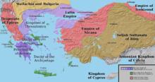 第四次十字軍東征後的巴爾幹與小亞細亞，1210年