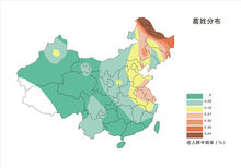 葛姓在人群中分布頻率示意圖