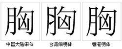 “胸”字形對比