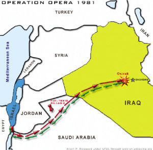 敘利亞伊拉克以色列沙烏地阿拉伯約旦 以色列空軍襲擊路線。