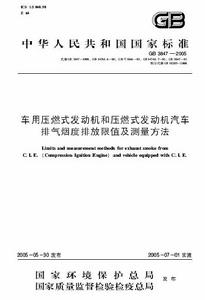 車用壓燃式發動機和壓燃式發動機汽車排氣煙度排放限值及測量方法