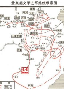 黃巢起義軍進攻路線示意圖