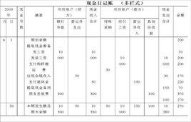 多欄式現金日記賬