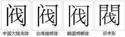 “閥”字的字形對比