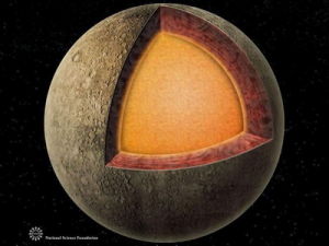 圖片說明：水星的核心或者外核處於熔融狀態。(圖片來源：Nicolle Rager Fuller, NSF)