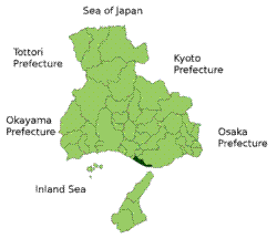 明石市在日本兵庫縣的位置