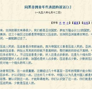 《同黑非洲青年代表團的談話》