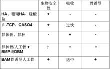 各種植骨材料的對比