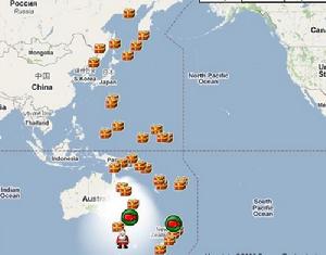 NORAD網站顯示，截止24日晚上10時許，聖誕老人目前位於塔斯馬尼亞