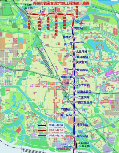 鄭州捷運2號線線路走向圖