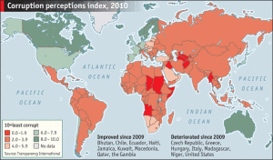 2010全球清廉指數榜地圖