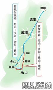 成綿樂鐵路最佳化後路線圖