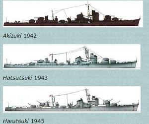 秋月級1942、43、45年各設計