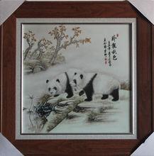 李彩昌《臥龍秋色》40x40cm粉彩瓷板