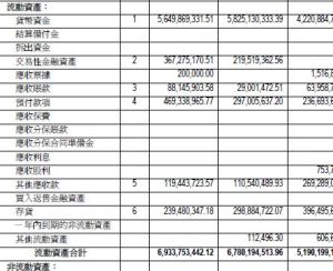 某企業財務報表的