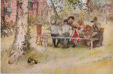 1896年拉森的作品《銀樺樹下的早餐》