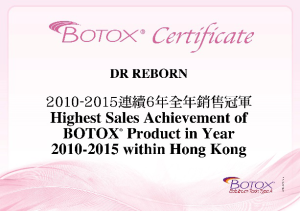 連續6年榮獲美國Allergan的BOTOX®全年銷售冠軍