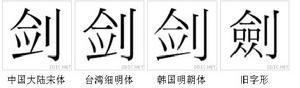 字形對比：