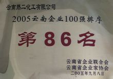 公司位列雲南百強企業排行榜第86位