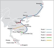 東南亞陸運整櫃運輸線路圖