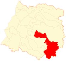 利納雷斯省行政區域圖（紅色部分為科爾文）