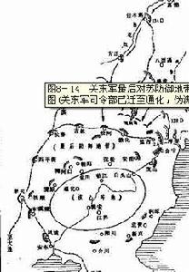 關東軍最後對蘇防禦地帶與核心陣地之態勢圖