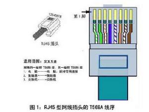 圖1：RJ45 型網線插頭的 T568A