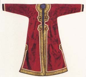 維吾爾族鑲邊紅絨女袍