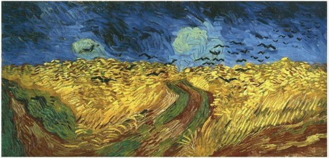 梵谷《麥田群鴉》，1890，被公認為是梵谷的最後一幅畫  Van Gogh,Wheat Field with Crows，1890