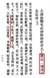 《大唐故隋屯田侍郎柳府君夫人蕭氏（女惠）媄墓志銘並序》1