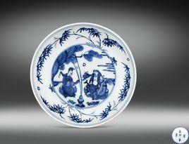 明嘉靖青花人物故事盤 明嘉靖青花人物故事盤