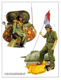 越軍的裝甲兵成員，紅圓黃星是越軍坦克的軍徽