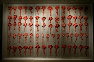 紅領巾，瓷、鐵絲網，240*360cm，2010