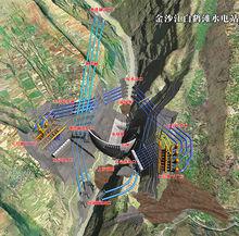 白鶴灘水電站樞紐三維效果圖