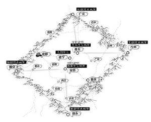 信封盆地頂點城市和幾何中心城市俯瞰示意圖