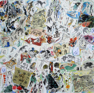 BODY DIARY SERIES 4 Chinese Colorink Acrylic Xuan Paper on Canvas 2013,與身體有關 日記之四   200cm X 200cm,吳松