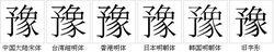 “豫”字的字形對比