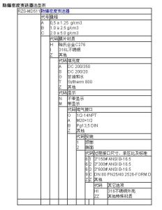 防爆密度變送器選型表