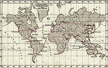 1891年時主要的電報線路圖