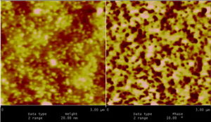SiO2　納米顆粒(平均粒徑13nm)在矽橡膠中分散的AFM照片　