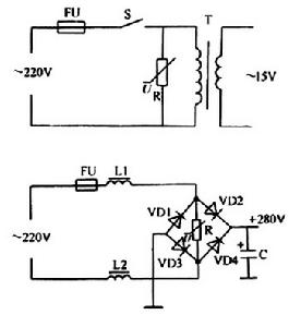 壓敏電阻器的典型套用電路