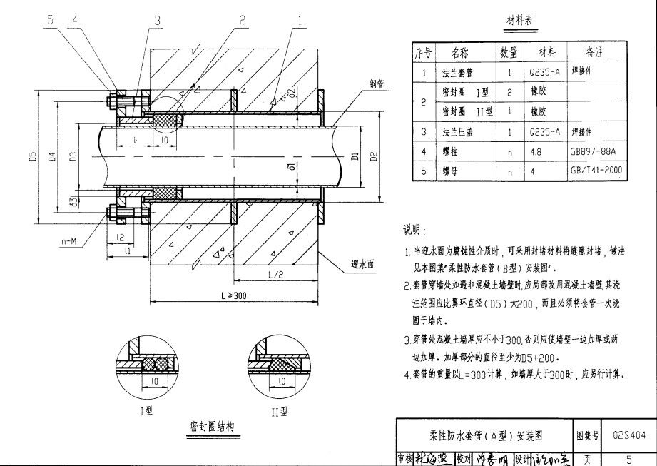 柔性防水套管A型安裝圖集