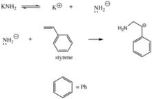 氨基鉀導致苯乙烯聚合，是陰離子聚合