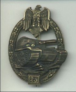 銅製25突擊級別坦克突擊獎章