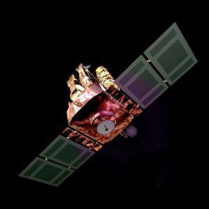 SOHO衛星在太空運行的示意圖。這艘專事太陽研究的飛船也承擔起了彗星獵手的任務。 著作權：NASA/ESA