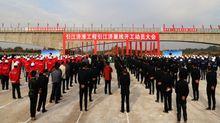 引江濟巢線開工動員大會在廬江縣柯坦鎮棗崗村舉行